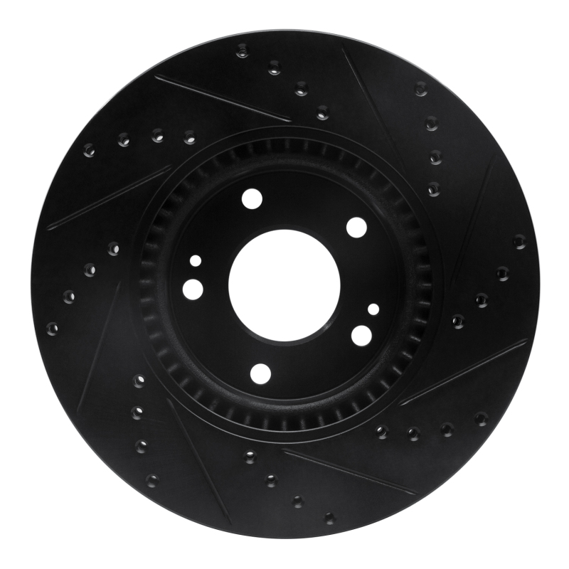 Kia Sportage Brake Rotor (1) - Front Left - R1 Concepts - Drilled & Slotted - Black - `12-`16